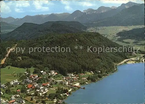 Egg Faakersee mit Neuegg Fliegeraufnahme Kat. Villach Kaernten