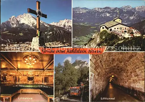 Kehlsteinhaus Watzmann Hochkalter Gipfelkreuz Liftkabine Lifttunnel Kat. Berchtesgaden