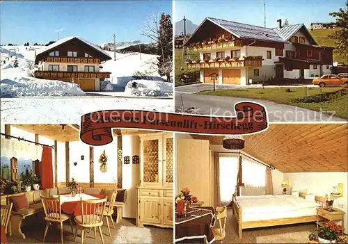 Hirschegg Kleinwalsertal Vorarlberg Haus am Parsennlift Gaststube Zimmer Kat. Mittelberg