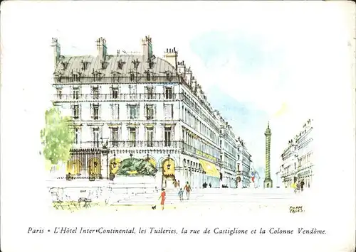 Paris Hotel Inter Continental les Tuileries la rue de Castiglione et la Colonne Vendome Kat. Paris