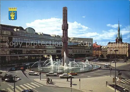 Stockholm Sergels torg m obelisk Riksdagshus Klara Kyrka Kat. Stockholm