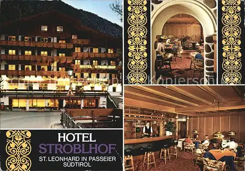 St Leonhard Passeier Hotel Stroblhof Gastraum Bar Kat. St Leonhard in Passeier Suedtirol