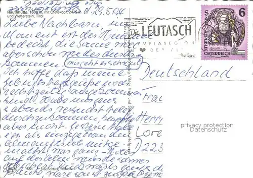 Leutasch Rauthhuette mit oefelekopf und Wetterstein Kat. Leutasch Tirol