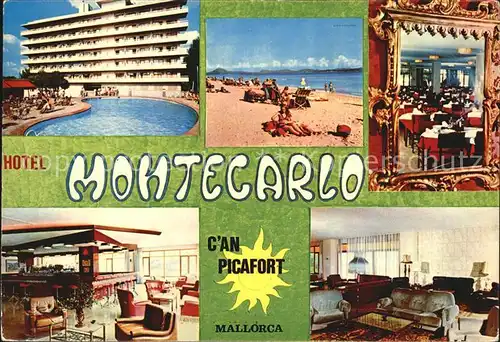 Can Picafort Mallorca Hotel Montecarlo Swimmingpool Bar Empfang Strand Kat. Spanien