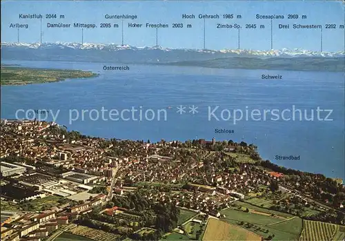 Friedrichshafen Bodensee Fliegeraufnahme mit oesterreichischen Alpen  Kat. Friedrichshafen