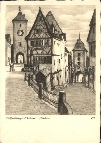 Rothenburg Tauber Ploenlein Zeichnung Kat. Rothenburg ob der Tauber