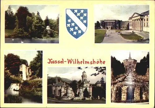 Kassel Wilhelmshoehe Schwanenteich Schloss Aquaedukt Loewenburg Herkules Kat. Kassel