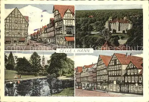 Celle Niedersachsen Zoellnerstrasse Schloss Schlossgarten Alte Haeuser am Grossen Plan Kat. Celle