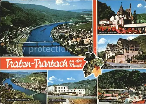 Traben Trarbach Mosel Bruecken Schenke Grevenburg Moselpromenade Rissbach Kat. Traben Trarbach