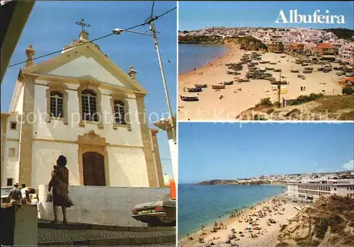 Albufeira Portugal Algarve Strand Bootsanlegestelle Kirche Kat. Albufeira