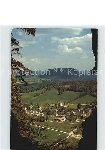 Bad Schandau Blick vom Pfaffenstein zum Lilienstein Tafelberg Elbsandsteingebirge Kat. Bad Schandau