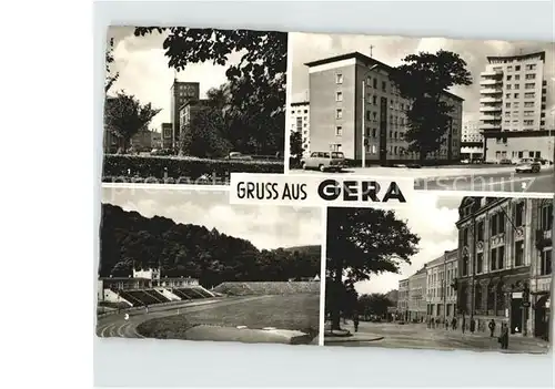 Gera Hochhaus Stadion der Freundschaft Ernst Thaelmann Strasse Puschkinplatz Kat. Gera