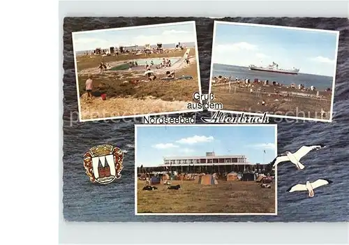 Altenbruch Strand Campingplatz Schiff Moewen Nordseebad Kat. Cuxhaven