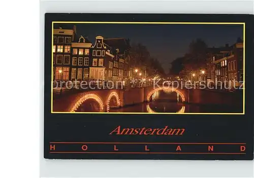 Amsterdam Niederlande Reguliersgracht Kanal Bruecke Nachtaufnahme Kat. Amsterdam