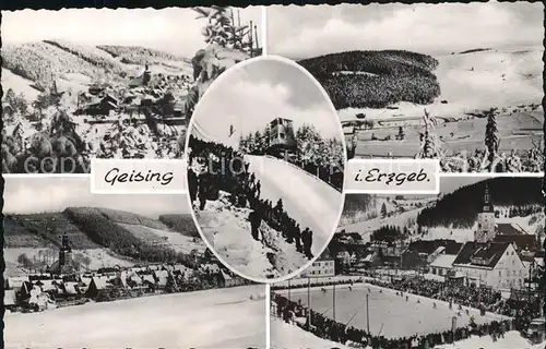 Geising Erzgebirge Panorama Sprungschanze Eisstadion Kat. Geising Osterzgebirge