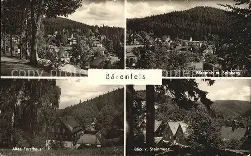 Baerenfels Erzgebirge mit Spitzberg Altes Forsthaus Blick vom Steinmeer Kat. Altenberg