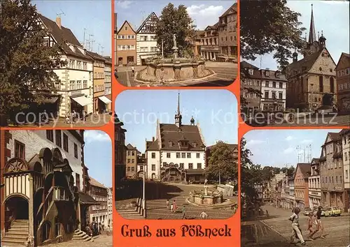 Poessneck Schuhgasse Marktbrunnen Markt Rathaus Portal  Kat. Poessneck