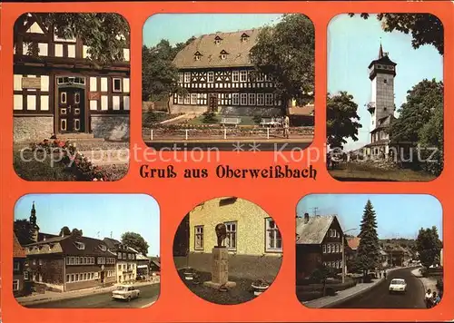 Oberweissbach Froebelmuseum Portal Markt Gasthaus zur Schaenke Rathaus Froebel Plastik Schwarzburger Str Kat. Oberweissbach