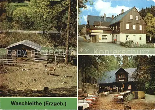 Waschleithe Tierpark Gaststaette Osterlamm und Koehlerhuette Kat. Beierfeld Erzgebirge