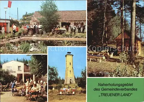 Treuen Kleingartensparte Waldeslust Waldgaststaette Buch Perlaser Turm Fischerhaeusel am Gloeckelteich Kat. Treuen Vogtland
