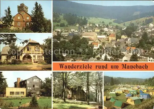 Manebach Hohe Warte Waldgaststaette Moenchhof Schoeffenhaus Goethehaeuschen Kickelhahn Camping Meyersgrund Kat. Ilmenau