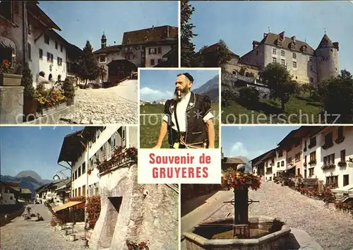 Gruyeres FR Dorfmotive Schloss Brunnen Kat. Gruyeres