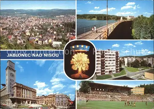 Jablonec nad Nisou Panorama Radnice Prehrada Zizkuv vrch Stadion TJ Liaz Kat. Jablonec nad Nisou