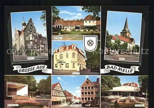 Bad Melle Osnabrueck Rathaus Badehaus Kurhotel Markt Musikpavillon Muehlenstr Kurpark Kat. Melle