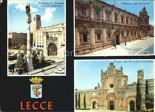 Lecce Colonna San Oronzo Palazzo del Governo Chiesa SS Nccolo e Cataldo Kat. Lecce