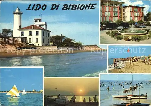 Bibione Leuchtturm Strand Fontaene Sonnenuntergang