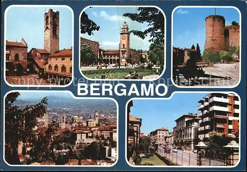 Bergamo Turm Kirche Schloss Stadtblick Strassenpartie Kat. Bergamo