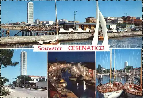 Cesenatico Segelboote Hafen Nacht Strand Kat. Italien