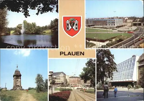 Plauen Vogtland Stadtpark Oberer Bahnhof Kemmlerturm Otto Grotewohl Platz Rathaus Kat. Plauen