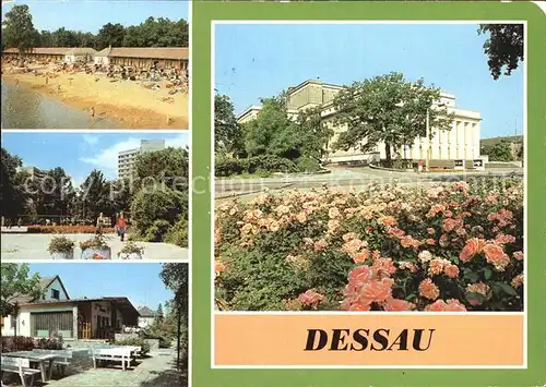 Dessau Rosslau Strandbad Adria Blick zu den Hochh?usern Landestheater Kat. Dessau Rosslau