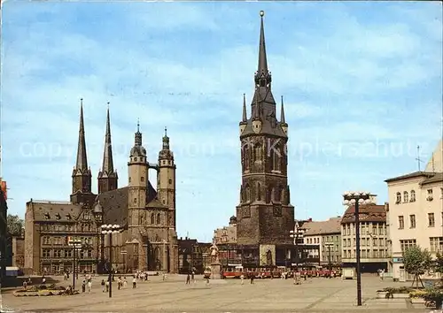 Halle Saale Markt Marktkirche Roter Turm  Kat. Halle