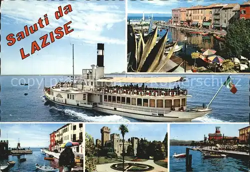 Lazise Lago di Garda Uferpromenade Hafen Schloss Kat. Lazise