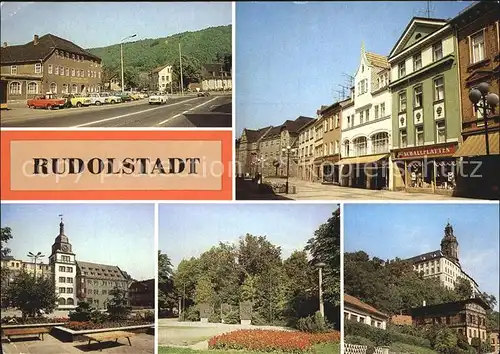 Rudolstadt Stadtteil Schwarza Blick zum Rathaus Heidecksburg Thaelmannstrasse Kat. Rudolstadt