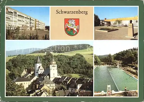 Schwarzenberg Erzgebirge Beimler Guenter Oberschule Altstadt Freibad Gaststaette Roter Loewe Kat. Schwarzenberg