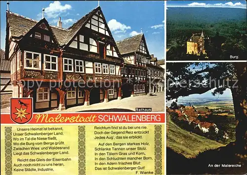 Schwalenberg Malerstadt Lippe Burg Rathaus Malereiche Gedicht Unsere Heimat Kat. Schieder Schwalenberg