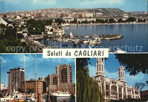 Cagliari Gesamtansicht Hafen Schloss Kat. Cagliari
