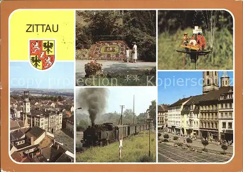 Zittau Blumenuhr Schleifermaennelbrunnen Rathaus Platz der Jugend Kat. Zittau