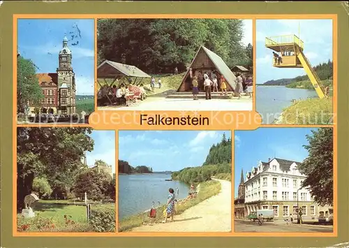 Falkenstein Vogtland Rathaus An der Talsperre Schlossfelsen Haus der Lehrer Kat. Falkenstein Vogtland