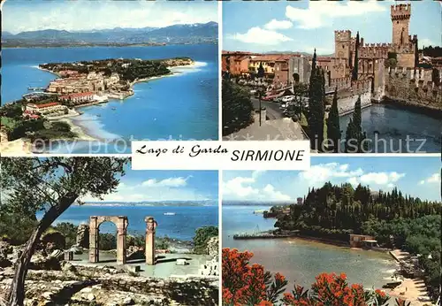 Sirmione Lago di Garda Schloss Fliegeraufnahme Bucht  Kat. Italien