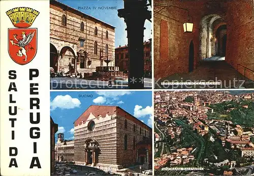 Perugia Umbria Piazza IV. Novembre Fliegeraufnahme Dom  Kat. Perugia