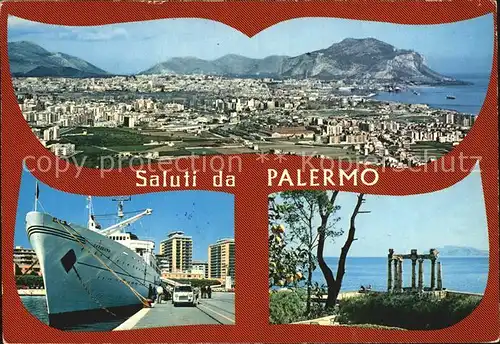 Palermo Sicilia Gesamtansicht Hafen Schiff Sardegna Kat. Palermo