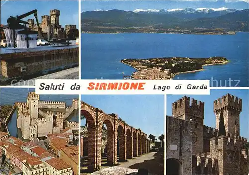 Sirmione Lago di Garda Fliegeraufnahme Schloss  Kat. Italien