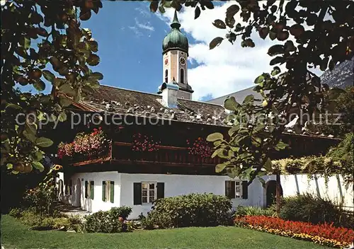 Garmisch Partenkirchen Altes Bauernhaus Pfarrkirche Sankt Martin  Kat. Garmisch Partenkirchen