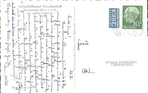 Freudenstadt Hoehenluftkurort Kat. Freudenstadt