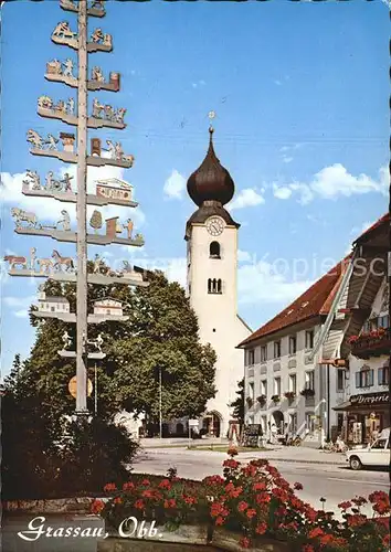 Grassau Chiemgau Maibaum Kirche Kat. Grassau