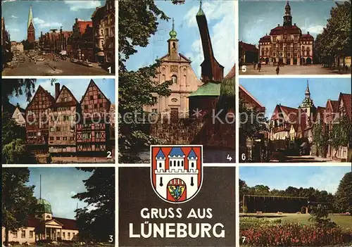 Lueneburg Am Sande Fachwerkhaeuser Ilmenau Badehaus Kurpark Alter Kran Kaufhaus Rathaus Auf dem Meere Michaeliskirche Gradierwerk Kat. Lueneburg